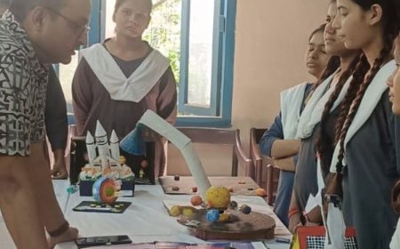 लखनऊ के बालिका विद्यालय में विज्ञान प्रदर्शनी:छात्राओं ने कम लागत के मॉडल दिखाए, अल्ट्रासाउंड मशीन को पहला स्थान मिला