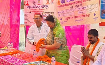 देवरिया में पशु आरोग्य मेला:मझौलीराज में पशुपालकों को बेहतर स्वास्थ्य, उपचार और देखभाल की जानकारी दी