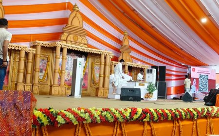 चंदौली में राजन जी महाराज की राम-कथा में उमड़ी भीड़:25 हजार से ज्यादा लोग पहुंचे; विधायक सुशील सिंह ने की व्यवस्था