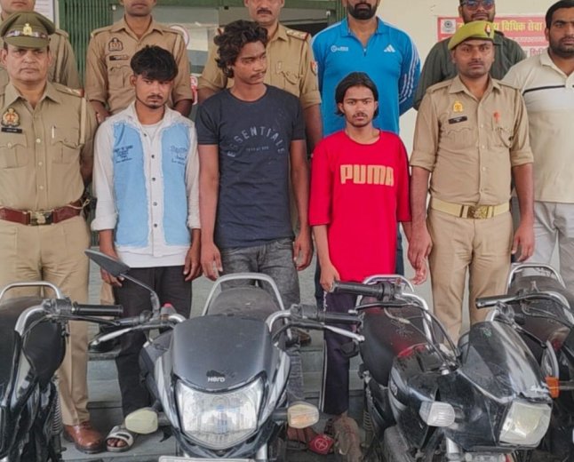 मुजफ्फरनगर में बाइक चोर गिरोह का खुलासा:तीन गिरफ्तार, चार चोरी की बाइक बरामद, मेरठ-शामली तक फैला था नेटवर्क